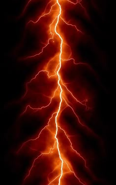 an orange and black background with lightning