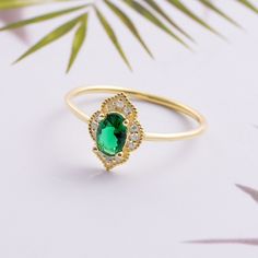 14k 18k 10k Gold Diamond Halo Art Deco Green Emerald Ring, Natural Emerald Gemstone Ring, Wedding Engagement Ring, Gemstone Jewelry Our rings are perfect choice for a Christmas, Mother's Day, valentine's day, birthday, wedding, anniversary, graduation, engagement, bridesmaid, and best friends gift. It's a good way to show appreciation to your mom, girlfriend, wife, grandmother, grandchildren, daughter, sister, best friend, boss or a co-worker. Also, a special treat just for yourself.   FEATURES Luxury 14k Gold Emerald Wedding Ring, Elegant Gold Halo Ring With Gemstone, Exquisite 14k Gold Cluster Ring, Elegant Green Rings With Halo Design, Luxury Gold Emerald Ring For Wedding, Elegant Gold Cubic Zirconia Birthstone Ring, Elegant Gold Birthstone Ring With Cubic Zirconia, Elegant Green Diamond Ring With Halo Design, Elegant Gold Emerald Ring For Wedding