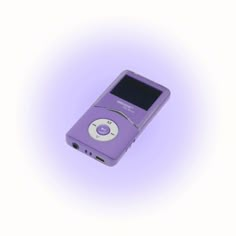 an old purple mp3 player is shown on a white background