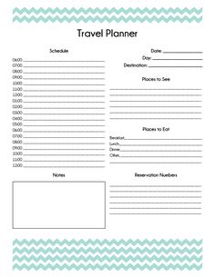 a travel planner is shown in blue and white