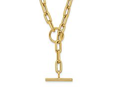 14K yellow gold polished paperclip link chain necklace. Measures approximately 18"L x 3/16"W and has a toggle clasp. Toggle Necklace, Link Chain Necklace, Gold Polish, Toggle Clasp, Chain Link Necklace, Paper Clip, Link Chain, Chain Necklace, Yellow Gold