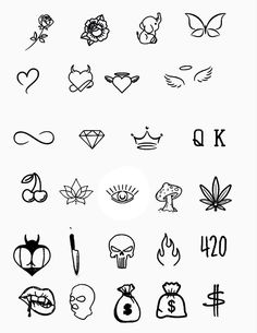 a bunch of different types of tattoos on a white background