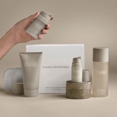 4-PC SKINCARE SYSTEM | $115 ($156 VALUE)The fragrance-free GENTLE & CLEAR SKINCARE SET is a daily regimen meticulouslycreated for those with blemish-prone, sensitive and reactive skin.Expertly formulated by Colleen Rothschild, a trusted name in skincare,to nourish, purify, and balance, unveiling newfound confidence in your complexion.SET INCLUDES FULL SIZE: Purifying Cleanser (150 mL / 5 fl oz) Clarifying Solution (200 mL / 6.8 fl oz) Weightless Moisturizer (50 mL / 1.7 fl oz) Overnight Treatment (15 mL / 0.5 fl oz) 1 Microfiber Cleansing Mitt PERFECT FOR ALL AGES & SKIN TYPES Skin Care Branding, Clear Skincare, Clear Skin Care, Cosmetic Package, Thyme Oil, Airless Pump, Skincare Packaging, Skin Care System, Branding Ideas