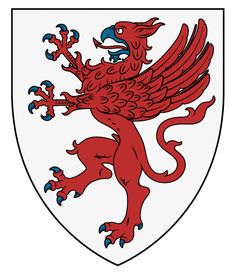 a coat of arms with a red bird on it