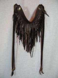 Leather Fringe Beaded Bib Necklace Brown Leather by Vacationhouse, $55.00 Brown Fringe Jewelry For Festivals, Bohemian Jewelry With Leather Strap, Bohemian Leather Necklace For Festivals, Unique Brown Festival Choker, Unique Brown Choker For Festival, Handmade Brown Hippie Choker, Beaded Bib Necklace, Bib Necklaces, Leather Fringe