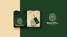 two t - shirts with the words bancoffe on them and a tag hanging from it