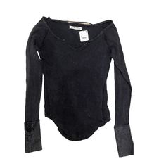 Long Sleeve, Very Soft, Wide Neck. Washed Black Cotton Tops For Winter, Black Long Sleeve Top For Everyday Fall Wear, Casual Washed Black Tops For Layering, Black Stretch Long Sleeve Top For Everyday, Stretch Black Long Sleeve Top, Washed Black Long Sleeve Tops For Fall, Edgy Cotton Tops For Layering, Long Sleeve Washed Black Top For Fall, Black Long Sleeve Everyday Tops