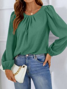 Bishop Sleeve Blouse, Pastel Outfit, Plain Tops, Bishop Sleeve, Women Blouses, Fashion Blouse, Summer 24, Blouse Styles, Women Tops