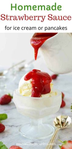 homemade strawberry sauce for ice cream or pancakes