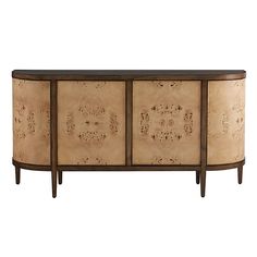 the sideboard is made from wood and has an intricate design inlaying it