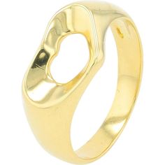 18K Yellow Gold Tiffany & Co. Open Heart Ring - Elegant Designer Jewelry Luxury Open Heart Ring For Gift, Luxury Heart Cut Rings For Formal Occasions, Elegant Rings With Shiny Finish As Gift, Elegant Rings With Shiny Finish For Gifts, Classic Heart Ring With Polished Finish For Formal Occasions, Classic Polished Heart Ring For Formal Occasions, Classic Formal Heart Ring With Polished Finish, Modern Yellow Gold Jewelry For Valentine's Day, Formal Yellow Gold Heart Ring Oval Shape