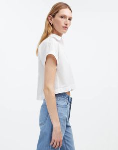 Crop Dolman Shirt White Eyelet, Dolman Sleeve, Cotton Weaving, Madewell, New Color, Button Up Shirts, Top Shirt, Top Outfits