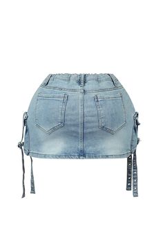 High waist washed denim mini skirt featuring front cargo pocket details Fly button and zipper closure with a back elastic waistband Runs true to size High Waist Denim Mini Skirt For Streetwear, Y2k Denim Skort With Pockets, High Waist Denim Skirt With Side Pockets, Y2k Denim Blue Mini Skirt With Pockets, Y2k Style Dark Wash Mini Skirt With Pockets, Y2k Dark Wash Mini Skirt With Pockets, Medium Wash High Waist Denim Skirt In Utility Style, Utility Style High Waist Denim Skirt In Medium Wash, Medium Wash Denim Mini Skirt With Pockets