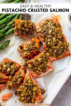 Pistachio Crusted Salmon is an easy gourmet style and healthy dinner recipe or lunch idea that will impress the family and surprise you with delicious flavor. An easy 20-minute meal that is also gluten-free and dairy-free. Salmon Healthy Dinner, Creamy Chicken And Dumplings, Easy Healthy Lunch Recipes, Recipes Salmon