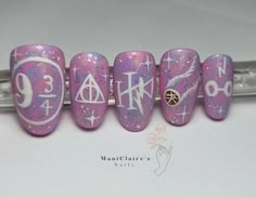 Harry Potter nail design Harry Potter Inspired Nails, Manicure Nail Designs, Gel Nails Diy, Glamour Nails, Nails Desing