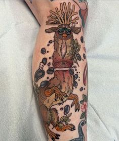 a person with a tattoo on their leg