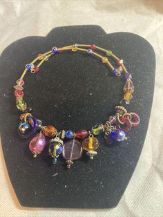 multicolored glass boho choker torc necklace adjustable b109. Torc Necklace, Antique Jewelry Necklace, Boho Choker, Vintage Watches, Antique Jewelry, Vintage Antiques, Jewelry Necklace Pendant, Choker, Jewelry Necklaces