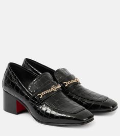 MJ Moc croc-effect leather loafers in black - Christian Louboutin | Mytheresa