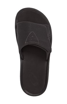 Supple faux leather defines an easygoing slide sandal featuring an adjustable strap for a superior fit. Style Name:Olukai Nalu Slide Sandal (Men). Style Number: 5298163. Black Slip-on Sandals With Adjustable Strap, Adjustable Black Sandals With Arch Support, Leather Cushioned Slide Sport Sandals, Black Footbed Sandals With Removable Insole For Outdoor, Black Slide Sport Sandals With Arch Support, Leather Slide Sport Sandals With Cushioned Footbed, Black Leather Slide Footbed Sandals, Black Outdoor Footbed Sandals With Removable Insole, Black Slide Sandals With Cushioned Footbed