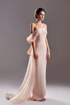 Back bow one shoulder crepe pink dress – HerTrove Luxury One-shoulder Dresses With Bow, Luxury Pink One-shoulder Gown, Luxury Sheer One-shoulder Dress, Luxury Pink One Shoulder Dress With Asymmetrical Neckline, Luxury Chic Pink One Shoulder Dress, Luxury One-shoulder Organza Dress, Luxury Tailored Organza Gown, Luxury Pink Chiffon Gown, Luxury Crepe Formal Dress