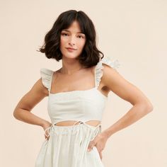 Tamago Mini Dress | Nuuly Rent Chic Square Neck Dress With Tie Back, Square Neck Ruffle Dress For Day Out, Square Neck Ruffled Dresses For Day Out, Chic Square Neck Maxi Dress For Vacation, Chic Square Neck Sundress, Chic Square Neck Sundress For Casual Wear, Chic Square Neck Midi Dress For Day Out, Casual Chic Square Neck Sundress, Flirty Square Neck Casual Dress