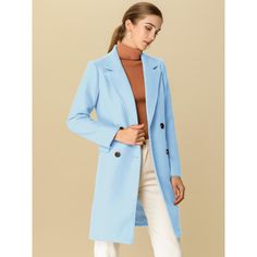 The long trench coat is shaped in a classic double-breasted cut. This soft, elegant coat with a tie around the waist detail is a classic look and will keep you warm in the cool weather. Whether you want to dress up your look or just stay warm in casual winter, it is a better choice for you. The self-tie belt style is flattering and fits more different body shapes. Elegant Coats, Winter Outwear, Long Trench, Long Trench Coat, Belt Style, Wool Peacoat, Cool Weather, Pea Coats, Chic Woman