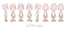 some little cartoon boys standing in a line with the words little leo written below them