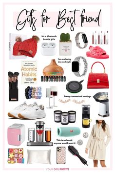 the gift guide for best friend is shown in this image, with text overlaying it