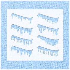 six ice icicles on a blue background