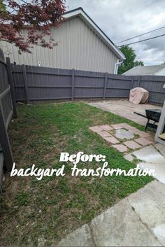 before, backyard transformed with flagstone pavers