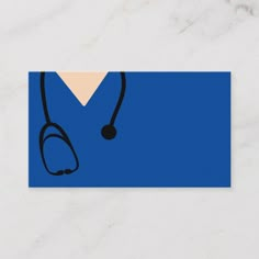 a blue business card with a stethoscope on it