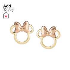 in stock Minnie Mouse Silhouette, Mouse Silhouette, Minnie Mouse Earrings, Earring Stud, Disney Trips, Fine Jewellery Earrings, Gold Rose, Minnie Mouse, Jewelry Watches