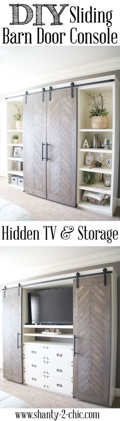 the diy sliding barn door console and hidden tv storage