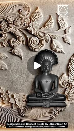 an intricately carved paper art piece with a buddha statue on the top of it