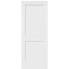 2-Panel Shaker White Primed Solid Core Wood Single Door Single Panel Shaker Doors Interior, Shaker Doors Interior, 2 Panel Shaker Interior Door, Shaker Interior Doors, Rail Door, Shaker Interior, Farmhouse Craftsman, Sherwin Williams White, Interior Door Styles