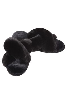 Perfectly plush and lusciously luxurious, our Beverly Fur Open Toe Plush Slippers offer a snug hug for any foot. Slip them on and walk – or lounge – in complete comfort thanks to the extra plush foot bed elevated in style by a unique twist.Slipper style footwearUltra plush designCozy insole with memory foam for comfortFuzzy crisscross strap footbed Plush Design, Slippers Online, Plush Slippers, Stocking Tree, Foot Bed, Backrest Pillow, Holiday Looks, Glam Fashion, Open Toe Sandals