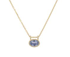 With its quiet, modern elegance, this Jennie Kwon necklace is a contemporary take on the traditional colored stone pendant necklace. The oval blue sapphire is set in a 14K yellow gold milgrain bezel and sits at the base of the 14K yellow gold chain. Wear it alone or layered with your other favorites. total length : 16" : 14K yellow gold14K yellow gold sapphire pendant : just over 1/4" x just over 1/4" : including bale blue sapphire : 4mm x 6mm14K yellow gold spring ring clasp closure Oval Sapphire Pendant, Jennie Kwon, Diamond Flower Pendant, Blue Sapphire Necklace, Open Heart Necklace, Gold Sun, Baroque Pearl Necklace, Gold Cross Pendant, Colored Stone