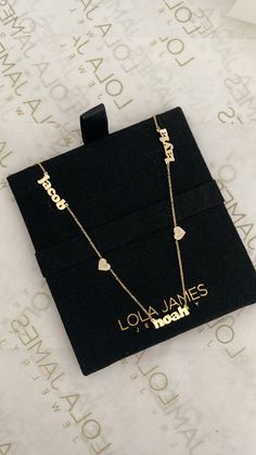 Our best selling "Mini Me" necklace is now available with an all diamond heart option! LOWERCASE letters only. Heart will automatically be placed in between names, unless noted in the additional instructions section. If you want to order one with a date, please use dashes ONLY in between the numbers. Available in 14K Yellow, White or Rose Gold Height: Approx. 1/8" Length: Based on number of letters - up to 12 allowed ALL LOWERCASE LETTERS ONLY FINAL SALE Personalized Necklaces For Valentine's Day, Luxury Personalized Custom Necklace For Personalized Gift, Luxury Personalized Custom Necklace For Gift, Luxury Personalized Custom Necklace For Wedding, Luxury Personalized Necklace For Anniversary, Luxury Nameplate Necklace For Wedding, Luxury Personalized Heart-shaped Jewelry, Luxury Custom Name Necklace For Wedding, Personalized Luxury Diamond Necklace For Anniversary