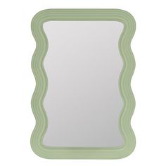 a green frame mirror on a white background