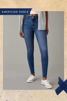 Next Level Stretch/Our softest, stretchiest, never-loses-its-shape denim/Won't bag out. Ever./Medium wash Casual Stretch Bottoms For Everyday Use, High Rise Denim Blue Jeggings For Everyday, Everyday High Waist Medium Wash Jeggings, Everyday Medium Wash Denim Jeggings, High Waist Denim Jeggings For Everyday, Denim Blue Mid-rise Jeans, Casual Denim Blue Bottoms, Fall Fitted Bottoms For Everyday, Everyday Light Wash High-waist Jeggings