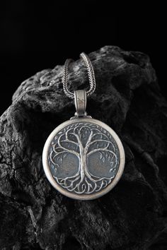 Men & Women Gift Yggdrasil Necklace World Tree of Life Pendant Nature Jewelry Viking Accessory Norse Mythology Pagan. Handmade 925K Sterling Silver Tree of Life Necklace , This Necklace is pretty ideal for casual daily use.Silver Oxidized to reveal details of the craftsmanship. Item Details Gender : Male / Female / Unisex Material : 925K Sterling Silver Pendant Weight : 12-13 Gr. Finish: Oxidized / Yellow Gold Plated / Rose Gold Plated / Silver Rhodium Plated / Black Rhodium Plated Bail with: Su Yggdrasil Necklace, World Tree, Handmade Wooden Boxes, Silver Tree, Tree Of Life Necklace, Personalized Pendant, Tree Of Life Pendant, Men Jewelry, Norse Mythology