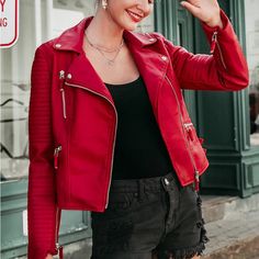 Fits True To Size Lined Brand New Boutique Brand Great Quality S 4-6 M 8-10 L 12-14 Xl 16-18 Store Outfits, Mix And Match Outfits, Winter Mode Outfits, Match Outfits, Motorcycle Leather Jacket, Biker Gear, Pu Leather Jacket, Jackets Women, Faux Leather Moto Jacket