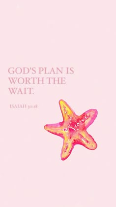 a starfish with the words god's plan is worth the wait