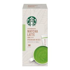 starbucks's matcha latte green tea mix in a carton on a white background