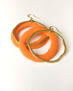 Earrings with a ring hoop earrings choice of colors | Etsy Modern Hoop Earrings Summer Gift, Modern Summer Hoop Earrings As A Gift, Modern Summer Hoop Earrings Gift, Trendy Summer Polymer Clay Jewelry, Orange Small Hoop Jewelry For Summer, Orange Earrings For Everyday Summer Wear, Summer Gift Circular Jewelry, Vibrant Handmade Summer Jewelry, Adjustable Circle Earrings For Summer