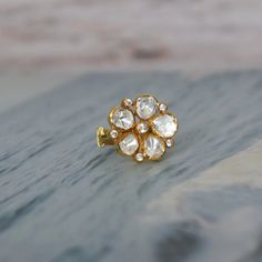 Zuri Flower Ring India Inspired, Flexible Design, Flower Ring, Moissanite Rings, Gold Material, Traditional Design, Floral Motif, Free Giveaway, Semi Precious