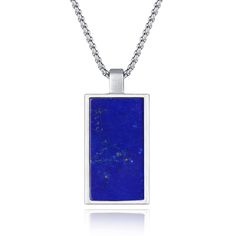 PRICES MAY VARY. Rectangle Pendant: 1.34*0.75*0.28"(34*19*7mm) Lapis Lazuli Stone plated Stainless steel Stainless Steel Box Chain: 22"(55cm) This rectangle lapis lazuli stone is in mens design, could add mascline stylish to the wearer; Perfect gift for your male friends Gems Properties: Lapis Lazuli is said to relieve anger and negative thoughts, as well as easing frustrations which cause the anger Come with a GIFT BOX; 180 days warranty & free replacement With this Rectangle lapis lazuli stone Rectangular Stainless Steel Necklaces, Blue Minimalist Rectangular Pendant Jewelry, Minimalist Blue Necklace With Rectangular Pendant, Modern Blue Rectangular Necklace, Modern Blue Rectangular Jewelry, Male Necklace, Male Friends, Blue Stone Pendant, Mens Necklace Pendant