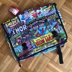 Marvel Comic Book Collage Messenger Bag Brand New ***Note: Flap Has Velcro And Snap Strap Closure - Velcro Is Ok, One Strap Closure Is Missing. See Pics For Details.*** Messenger Satchel Laptop Book Shoulder Bag With Multiple Pockets And Velcro And Strap And Buckle Closure. 16" X 3" X 12" Multiple Storage Areas - See Pics. Smoke Free, Pet Free Home. Questions? Leave A Message Themed Backpack With Case Included, Themed Multicolor Travel Bag, Retro School Bag With Zipper Pouch, Themed Rectangular Bags For Daily Use, Themed Travel Bag With Case Included, Themed Multicolor Rectangular Bag, Black Bag For Daily Use, Themed Red Travel Bag, Themed Red School Bag