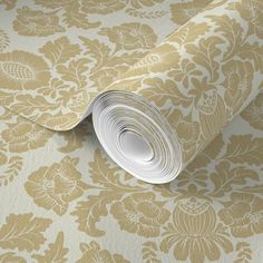 Spoon Flower Damask Golden Cream Large Floral Victorian Custom Removable Wallpaper Floral Damask, Love Shape, Spoon Flower, All Wallpaper, Woven Texture, Prepasted Wallpaper, Renter Friendly, Wallpaper Panels, Damask Pattern