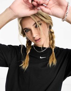 Top by Nike Cart-worthy find Crew neck Drop shoulders Logo embroidery to chest Oversized fit Nike Essentials, Holiday Party Attire, Buy Jeans, Spring Floral Dress, Black Long Sleeve Dress, Long Black Dress, Jumpsuit Shorts Rompers, Bad Hair Day, Satin Slip Dress